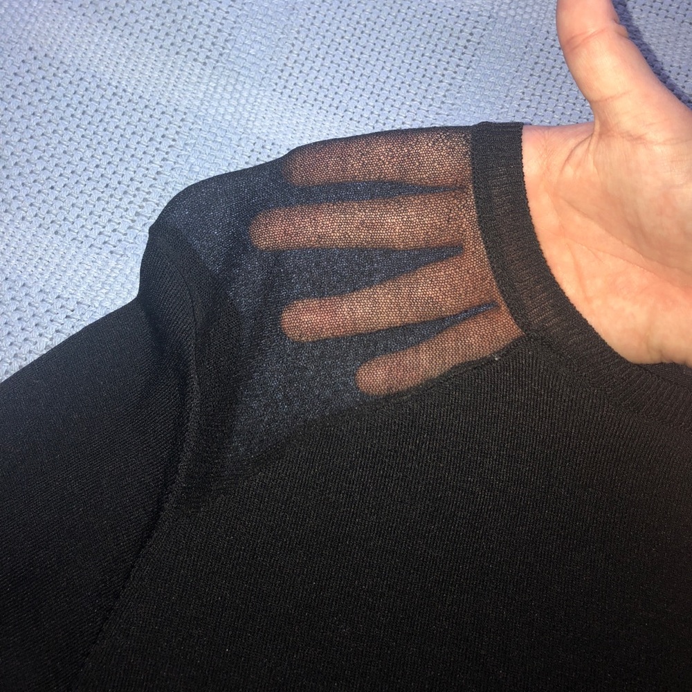 Sheer-shoulder lightweight sweater